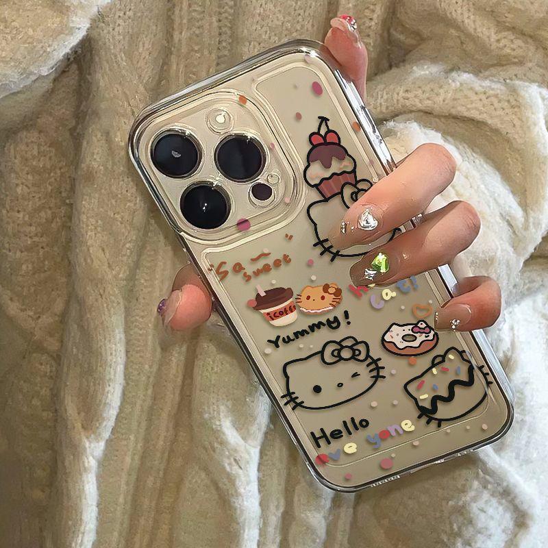 Sweet Doughnut Kiki Cat iPhone 15/14 Pro Max Cartoon Transparent Phone Case