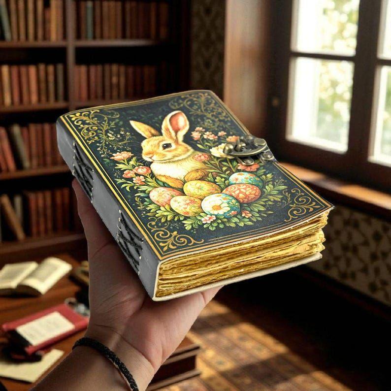 Bunny Rabbit Leather Grimoire Journal: Deckle Edge Spell Book