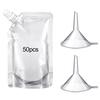 50Pcs 100/150ML Reusable Plastic Drink Pouches with Funnel Nozzles Design Food-grade Transparent Portable Drink Bags