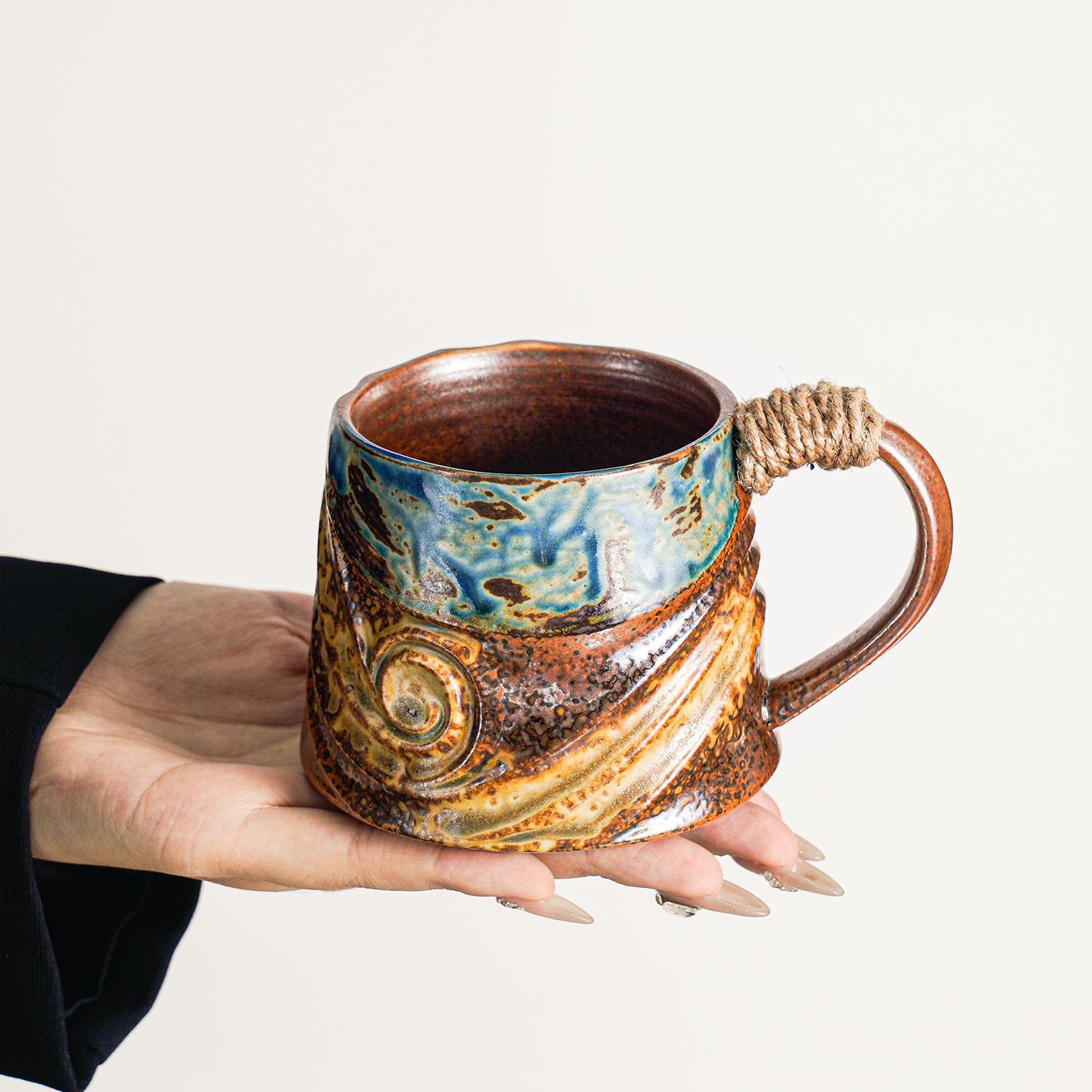 

Irregular Water Mug High Appearance Level Retro Kiln-transformed Ceramic Cup Home High-end and Exquisite Water Cup Gift Box Set 340ml