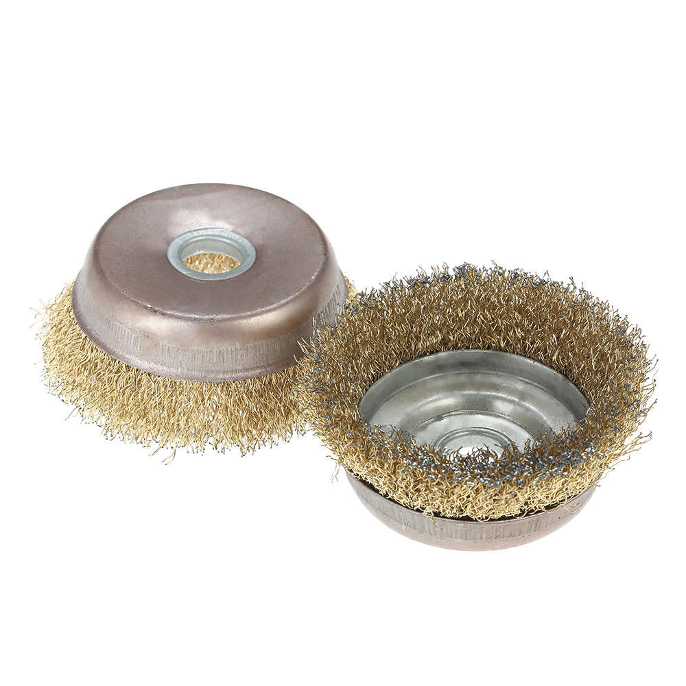 2pcs 75mm 3  Steel Wire Wheel Fine Crimp Cup Wheel Brush Rotary Steel Wire Brush For Angle Grinder