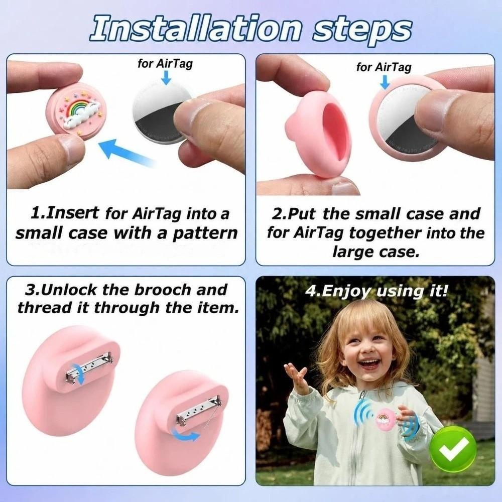 Silicone For AirTag Holder Safety Pin Design For Hidden AirTag Case For AirTag