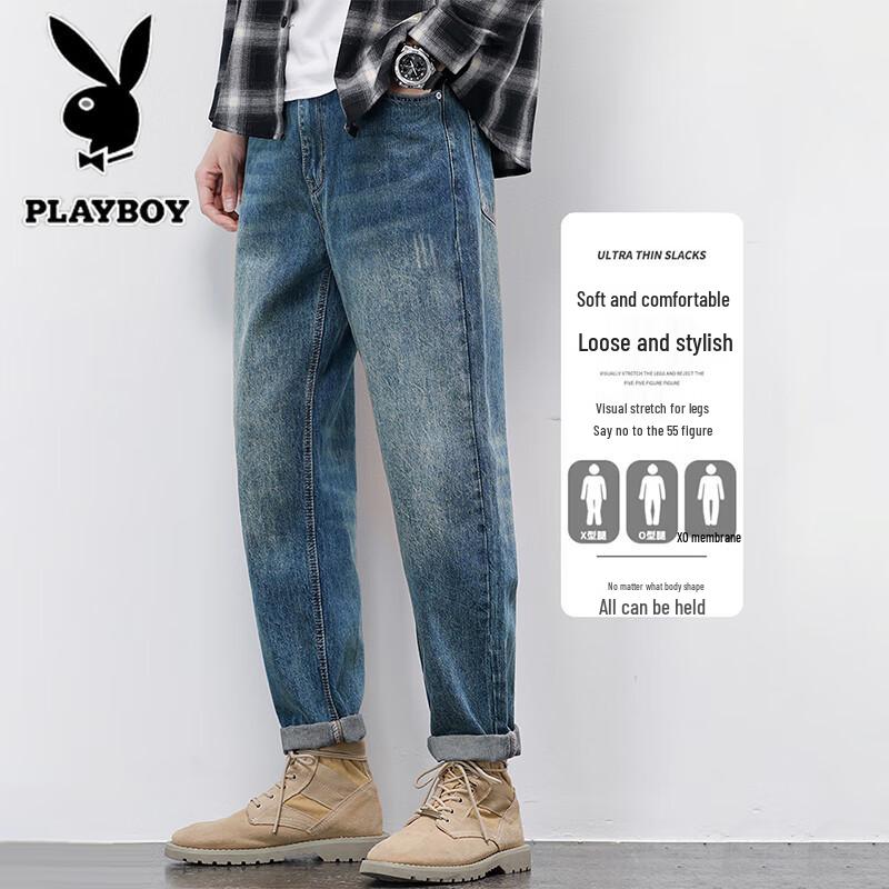 Playboy Men's American Retro Loose Straight Fit Jeans