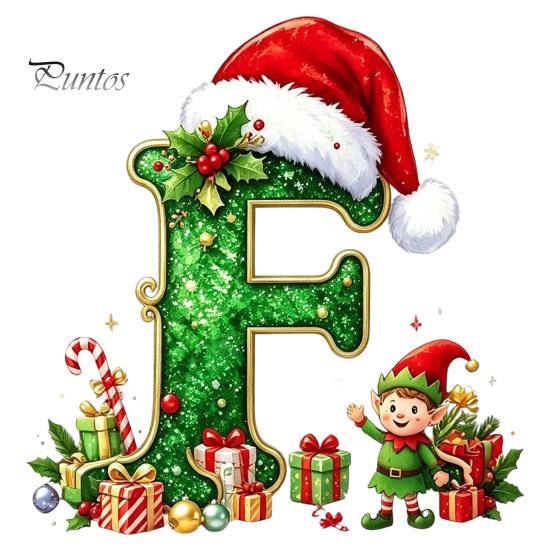 Santa Hat Letter Tree Pendant 26 Alphabet Christmas Ornament, Personalized Letters Acrylic Hanging Decoration with Festive Elf Pattern Initial