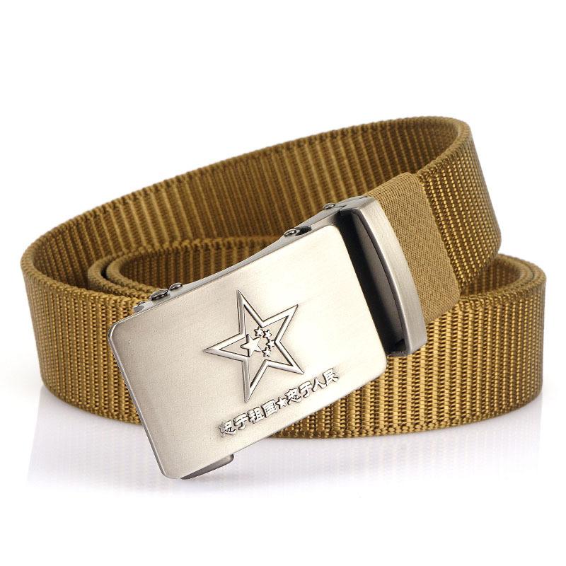 Nový pánský pásek na dojíždění s automatickou přezkou Nylonový pás, univerzální dvouvrstvý silný pás pro venkovní volný čas