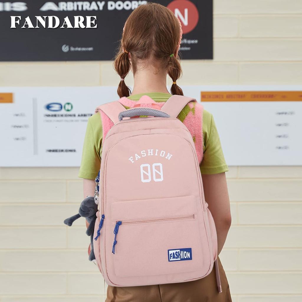 FANDARE Women's School Backpack, Large Capacity, Fits 15.6-inch Laptop, Lightweight, Popular, Stylish, Unisex, Casual, Travel, Field Trips, Nylon,