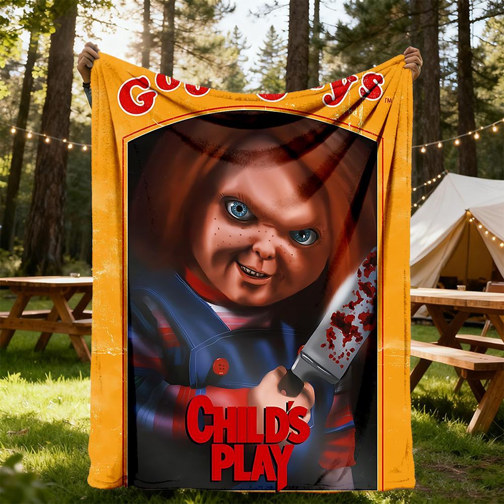 1ks Chucky Venkovní deka Lehký flanel, Měkká a teplá, Celoroční použití pro pohovku, Venku, Kempování, Obývací pokoj, Kancelář, Židli