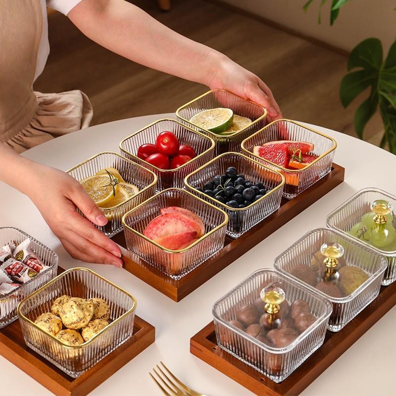 Japanese-Style Glass Fruit and Snack Plate for Living Room Coffee Table