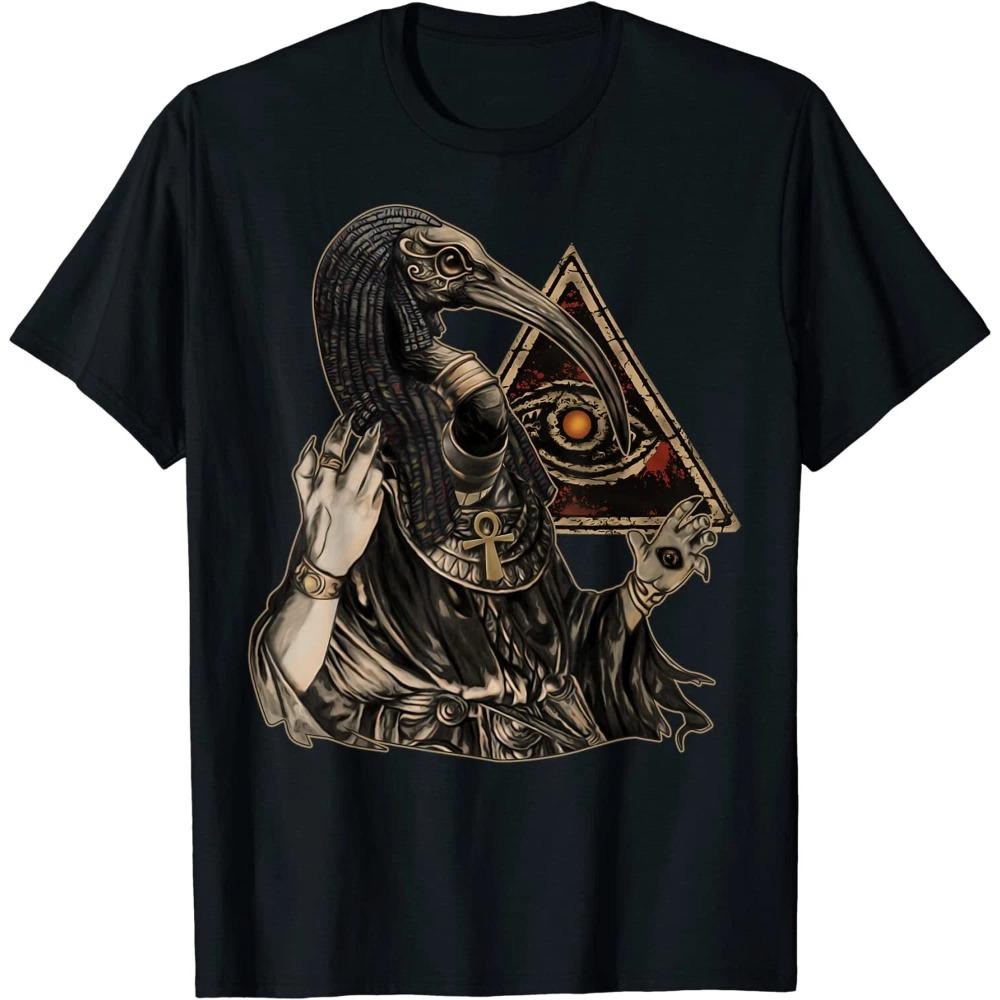 Women Vintage Ancient Egyptian God Thoth Design Fashion Harajuku O-Neck Hip Hop Streetwear Trendy Top Breathable