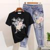 Summer High Waisted Wide Leg Trousers For Women Sets For Women Fashion Popular Solid Color Printed Loose Comfortable Clothes