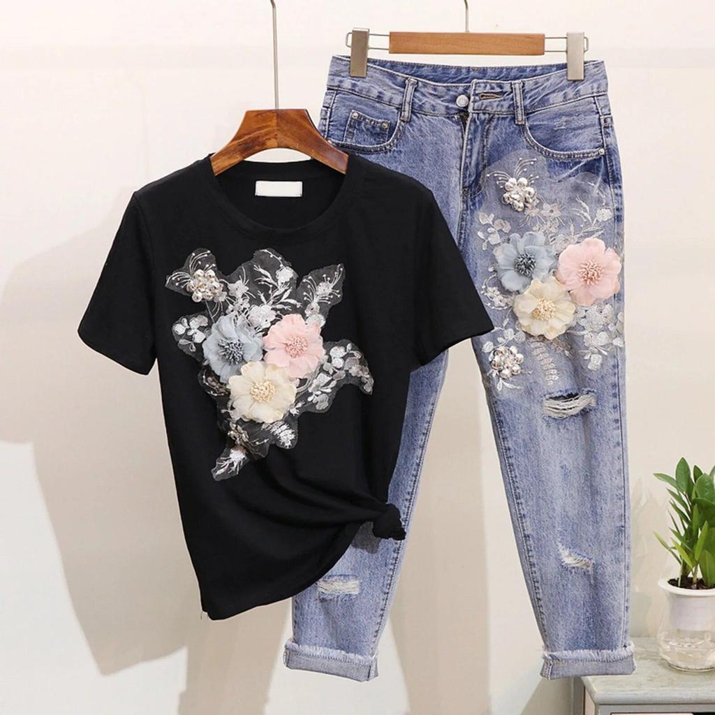 Summer High Waisted Wide Leg Trousers For Women Sets For Women Fashion Popular Solid Color Printed Loose Comfortable Clothes