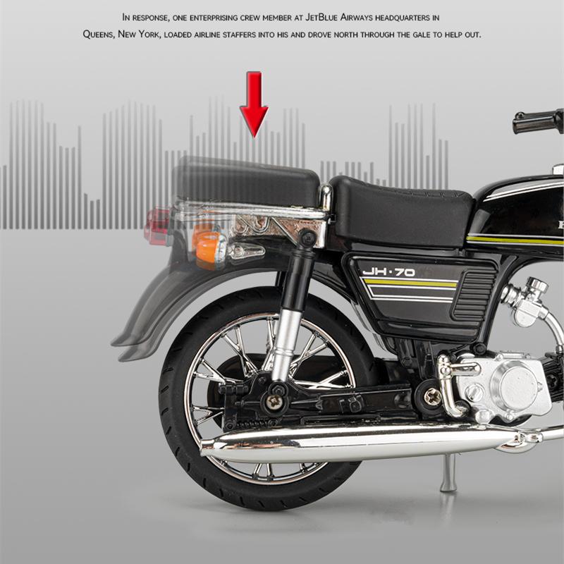1/10 JiaLing JH-70 Alloy Classic Racing Motorcycle Diecasts Simulation Metal Street Sports Motorcycle Model Kids Toys Gift