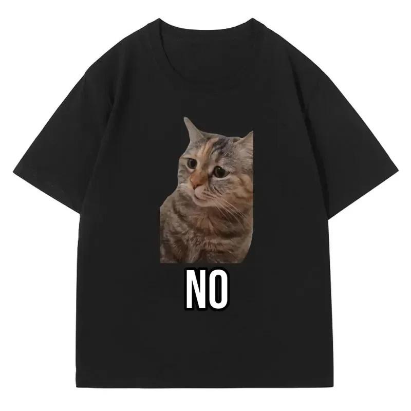 2026 Summer Talking Cat Meme Pattern Print Cotton Tshirt for Unisex Women Fashion Tshirt Casual Short Sleeve Tshirt StreetWear