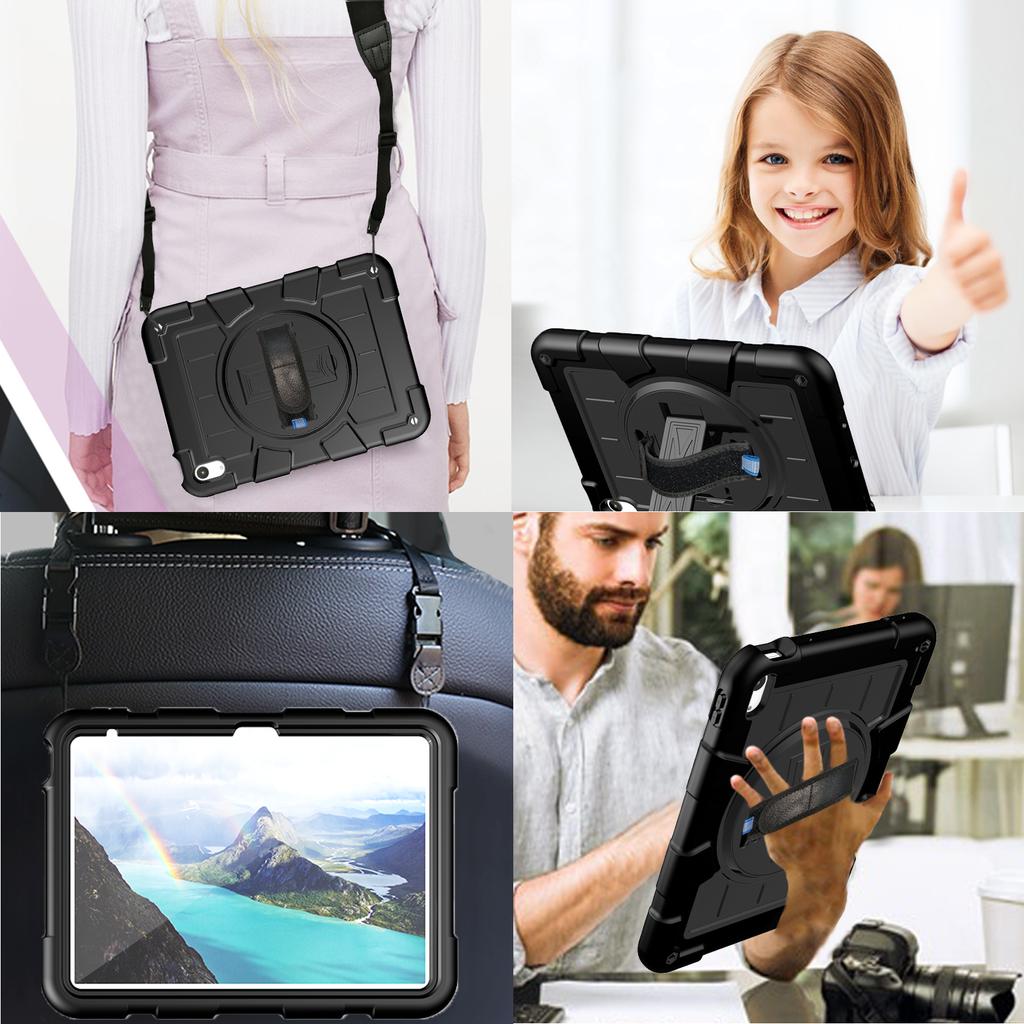 With Shoulder Strap Heavy Duty Case For iPad A16 2025 11th 10.9 2022 10th 10.2 2019 2020 2021 7-8-9th Gen. Rotation Stand Cover