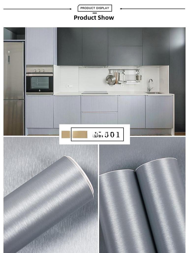 Gold & Silver Brushed Metal Stainless Steel Adhesive Film for Refrigerator, Elevator, and Interior Decor