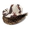 Leopard Print Cowboy Hat - Western Style UPF50+ Sun Hat with Cow Print, Vintage Riding Cap for Festival Hiking Fashion