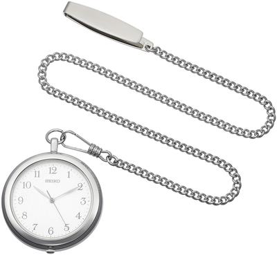 [Seiko Ur] Lommeur, sølv urkasse, arabiske tal, kæde medfølger, SAPP007