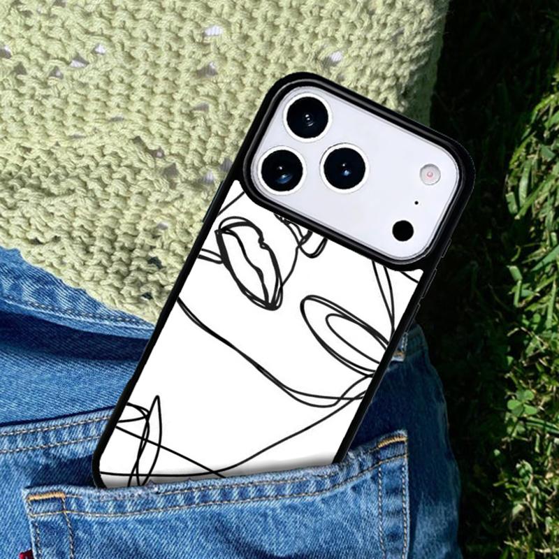 One Line Art Aesthetic Drawing Mobile Phone Case Compatible with IPhone 17 16 15 14 13 12 11Pro Max 17 Air Cover