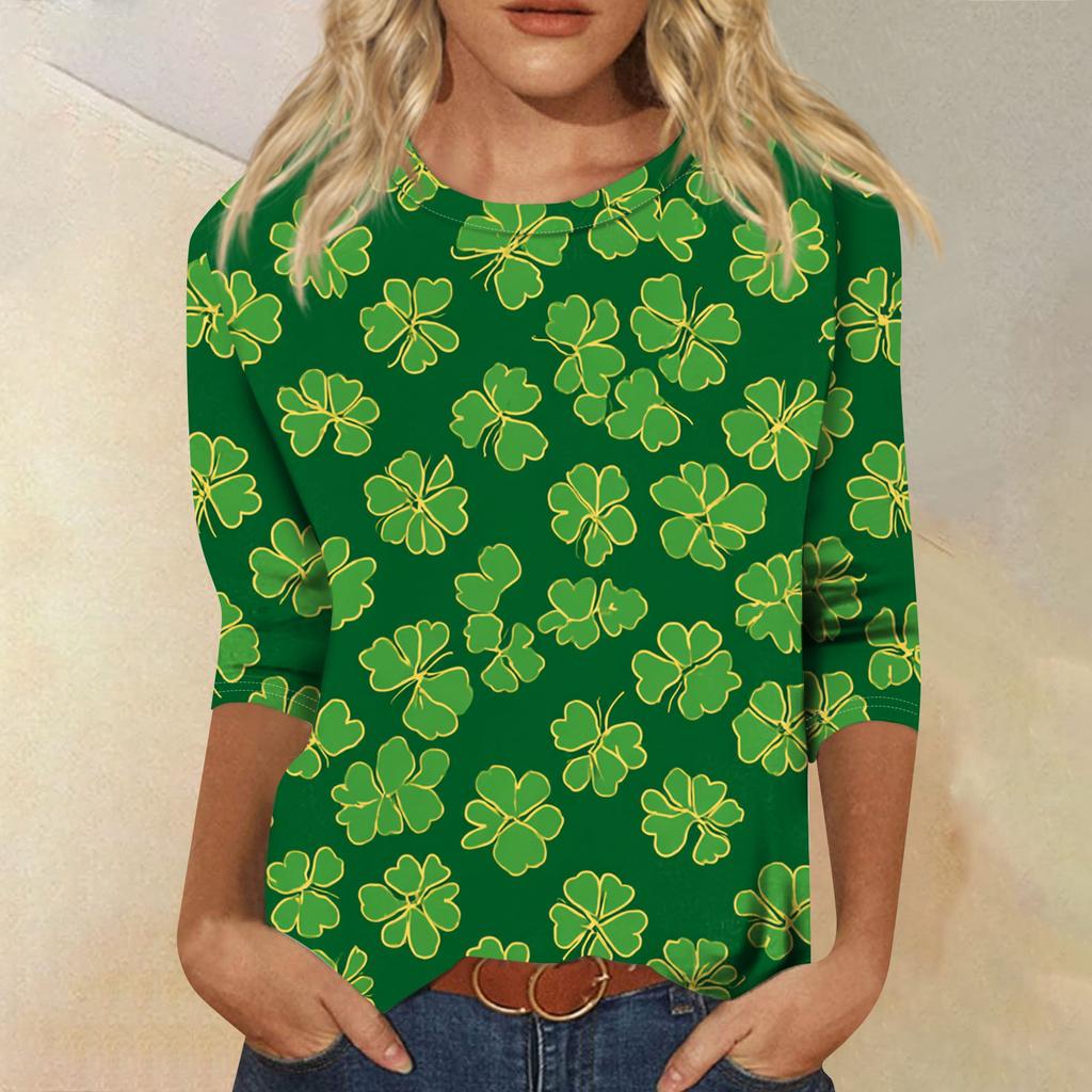 Dámský módní ležérní svetr s kulatým výstřihem a tříčtvrtečním rukávem s potiskem Saint Pao