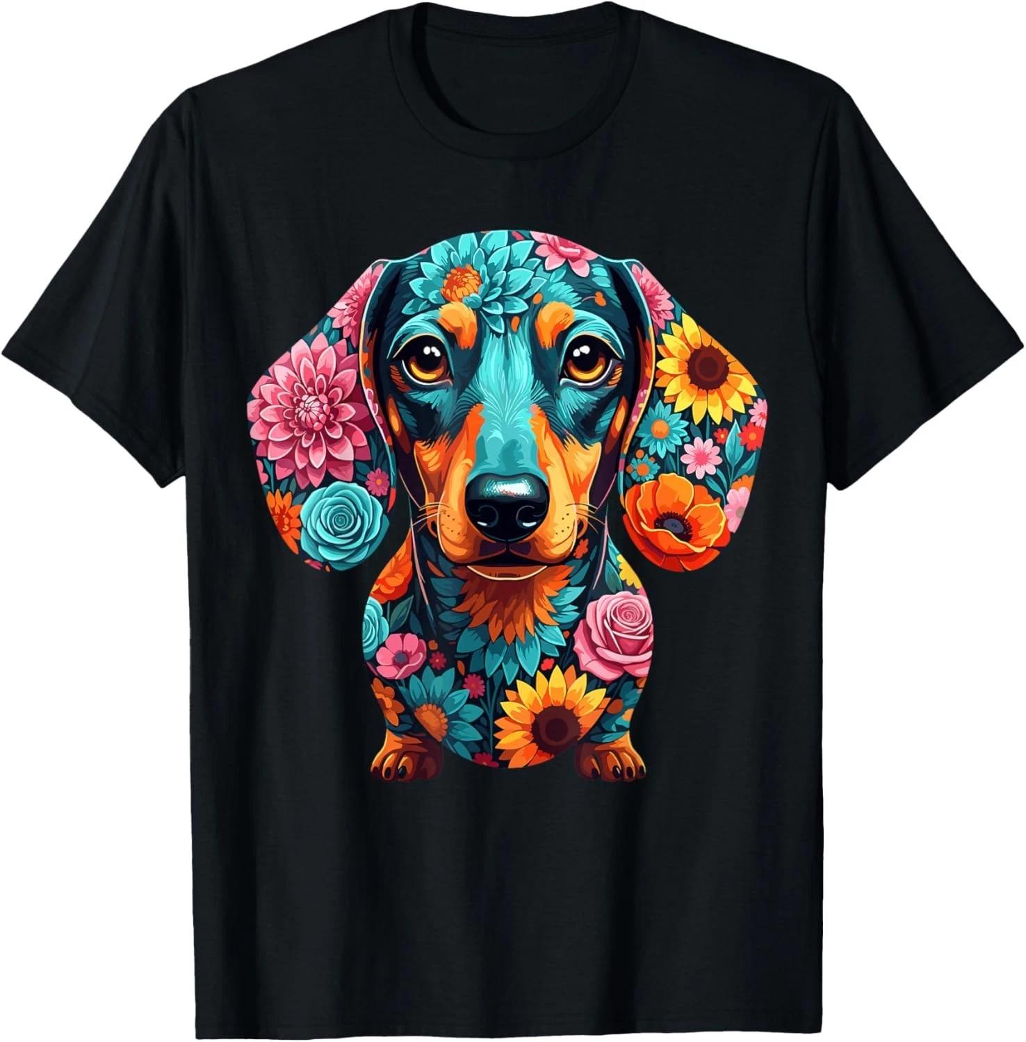 Dachshund Flower Funny Dog Gift Unisex T-Shirt XL