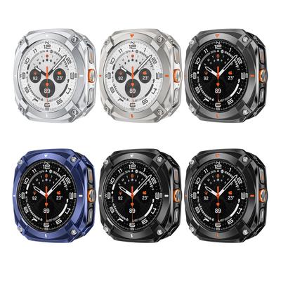 Étui de protection pour Galaxy Watch Ultra 47mm Antichoc Robuste Alliage de Zinc Protecteur Lunette avec Couvercle Arrière Carré Montre Pare-chocs Coque