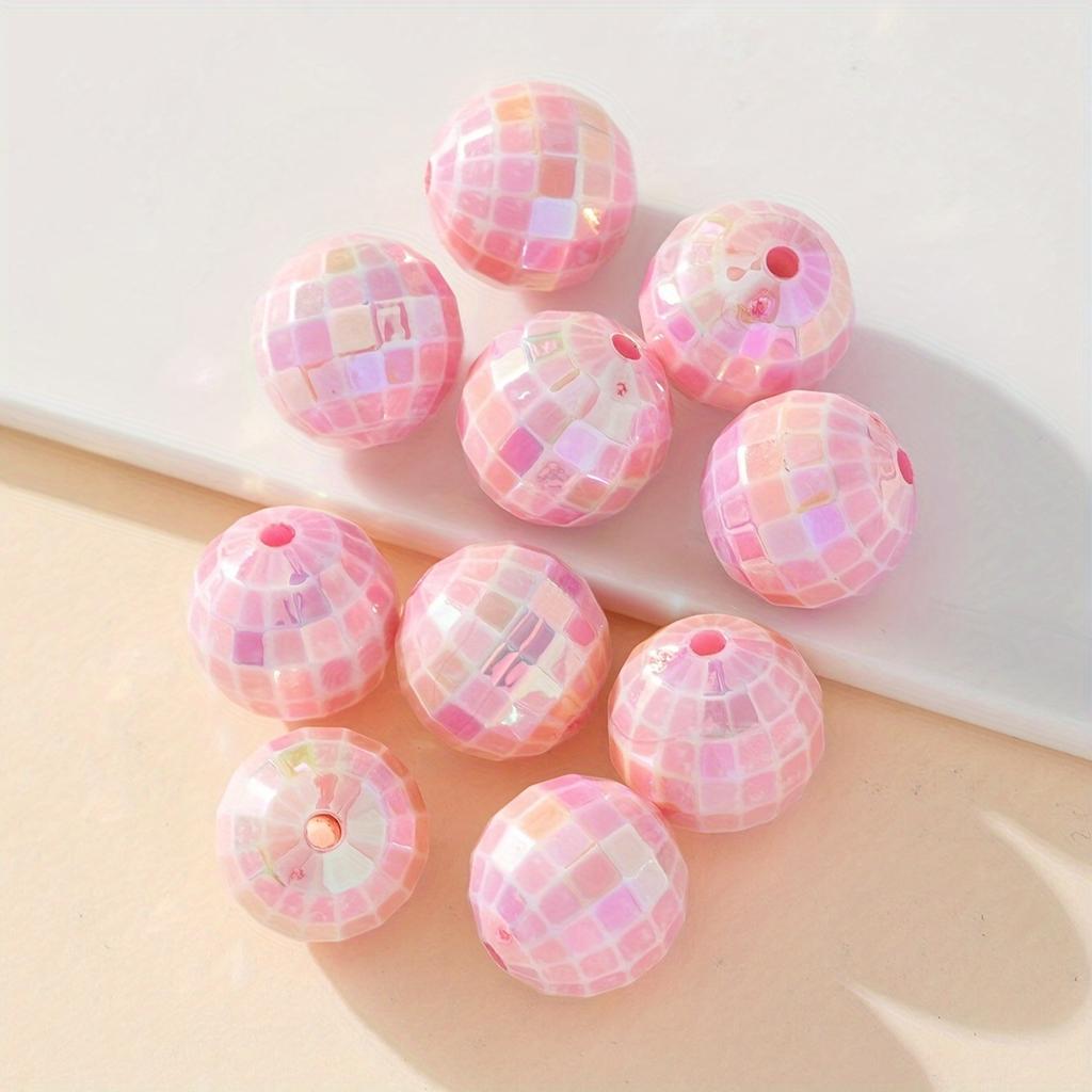 10Pcs 16Mm Earth Shaped Round Beads Disco Ball Beads For Jewelry Making Diy Necklace Earrings Phone Chain Beaded Pen Accessories