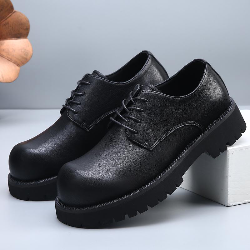 Fashion Derby men's leather shoes high-quality British Minimalist style Office and groom's wedding Black shoes dress Lace up suit