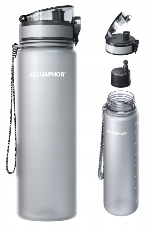 AQUAPHOR 1 Filterflasche, Wasserfilterkartusche, 0,8 L, grau