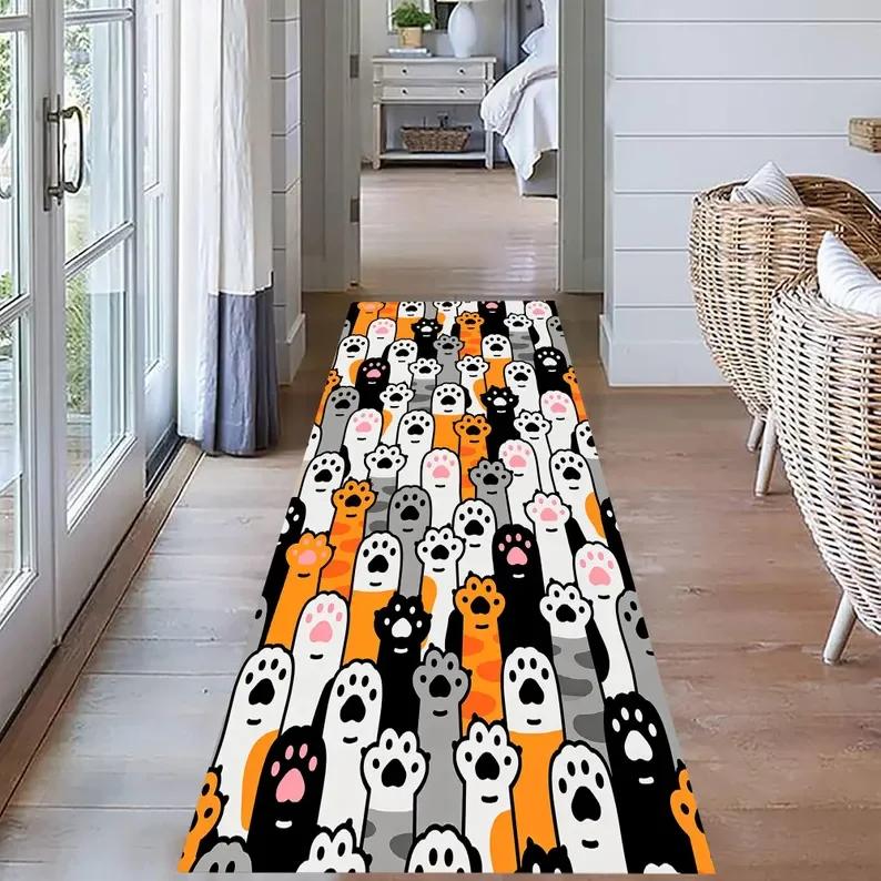 Pink Paw Print Runner Kids Hallway Rug Girly Room Living Room Corridor Home Decor Carpets