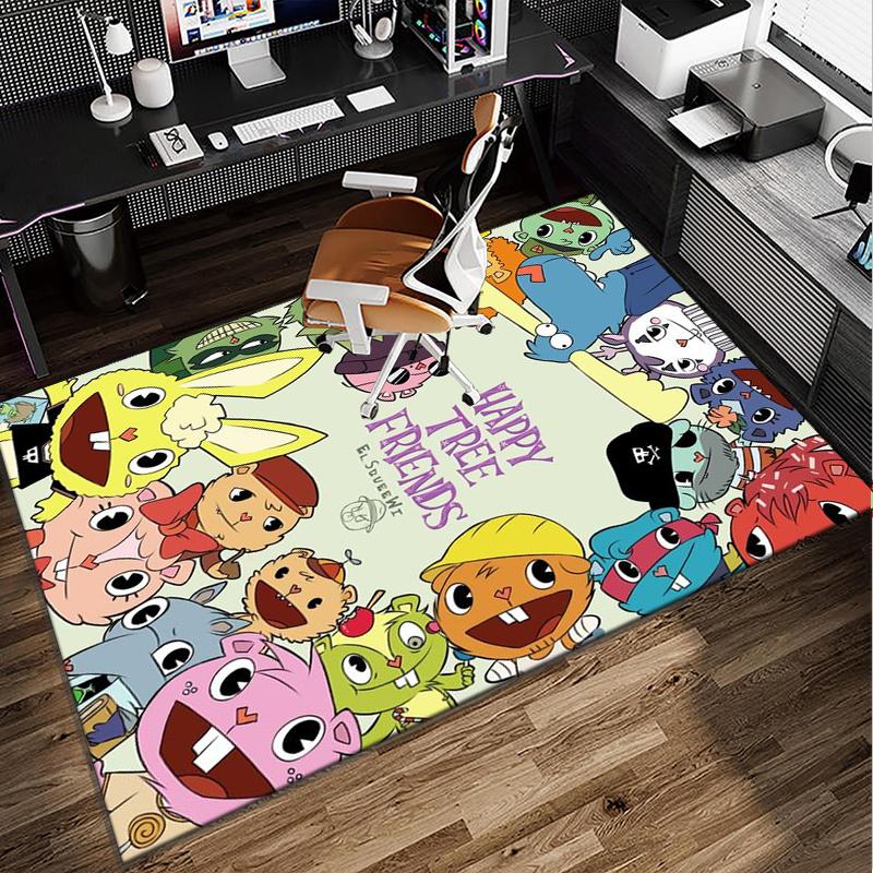 Happy Tree Friends Anniversary Office Rug Chair Mat, Game Carpet, Suitable for Front Door, Bedroom, Living Room, Desk, Holiday Gift