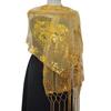 Women Evening Dress Wedding Shawl Solid Color Tassel Party Shawl Scarf Sequined Flower Chiffon Silky Scarf