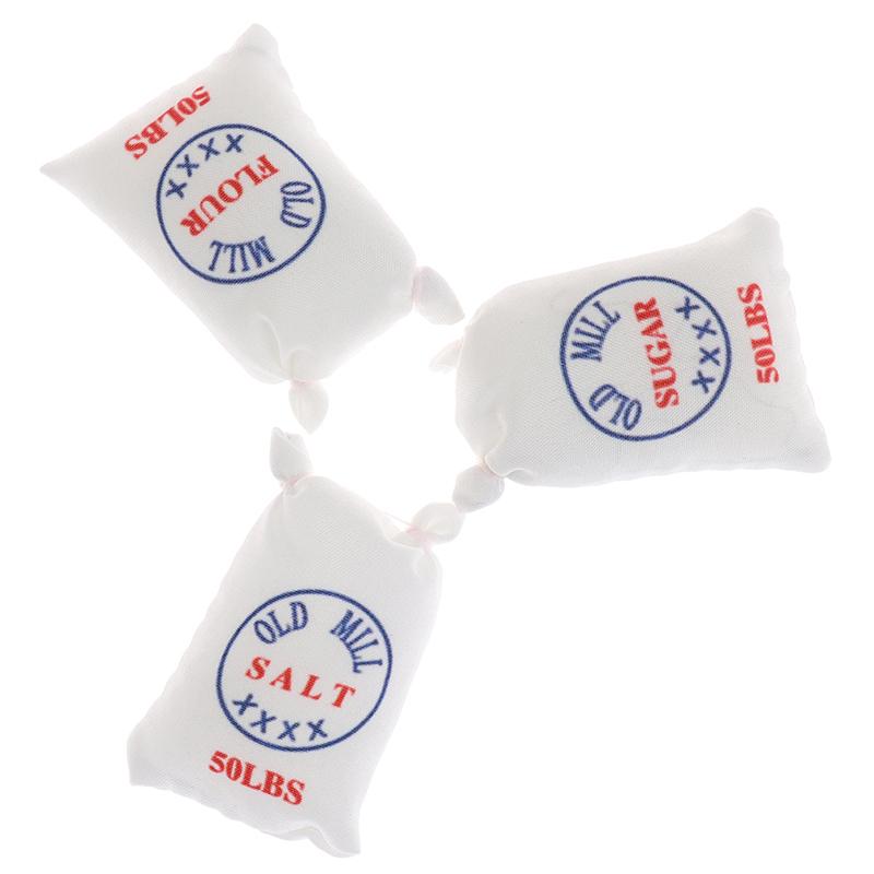 1:12 Dollhouse Miniature Mini Flour Salt Sugar Cloth Bag Kitchen Accessories