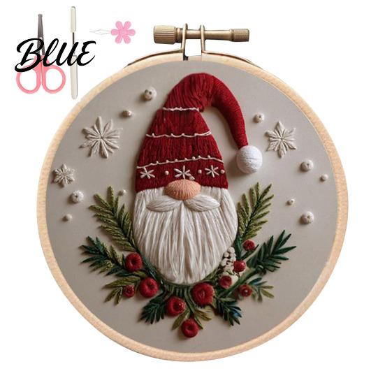 Handmade Christmas Embroidery Set with Santa Claus Landscape Starter Kit Winter Adult Craft Pattern Threads
