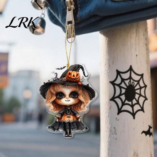 Cute Ghost Witch Bat Pendants Halloween Hanging with Ghost/Bat/Witch Designs, Acrylic Decorative Ornaments Lanyards, Themed Party Favors Lightweight