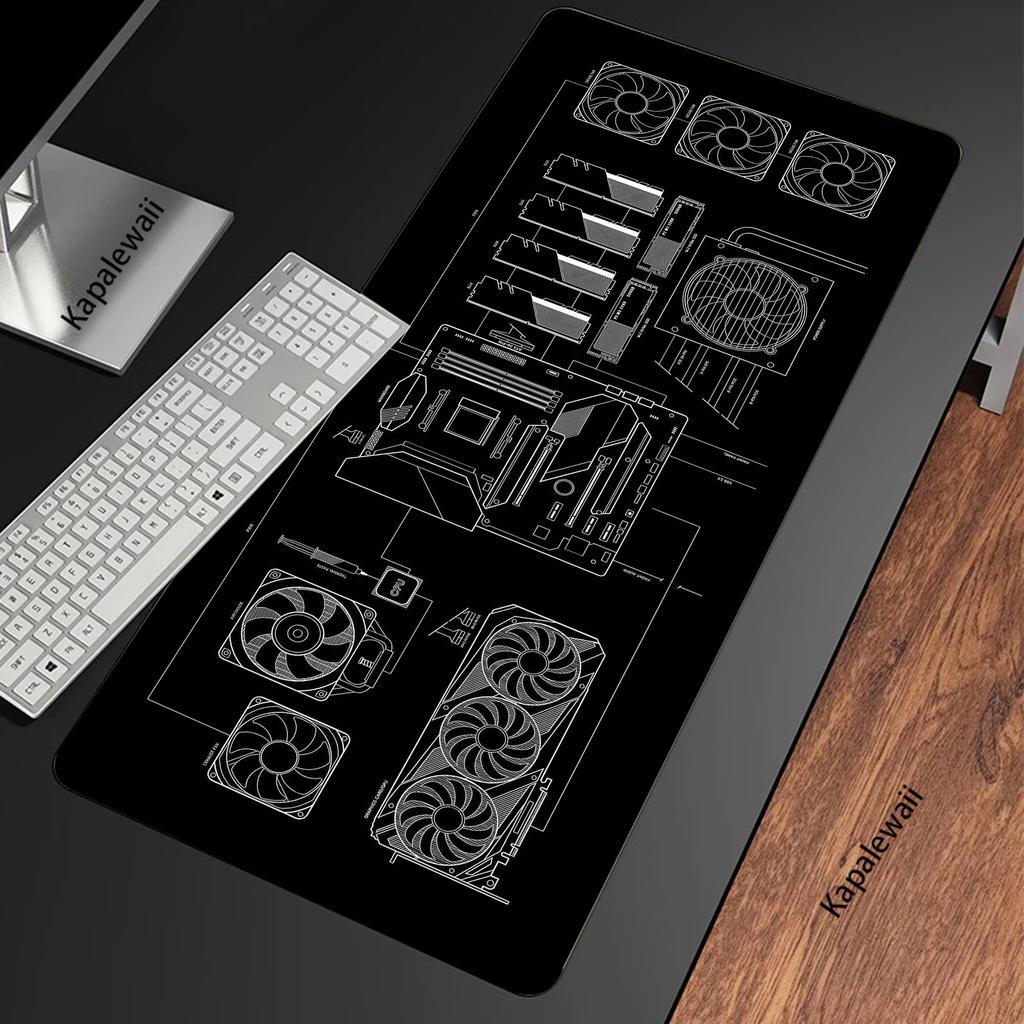 Schwarz-Weiß Gaming-Mauspad Gamer Speed Zubehör Tastaturunterlagen Verriegelungskante Computer-Mauspad Notizbuch Büro-Mausmatte