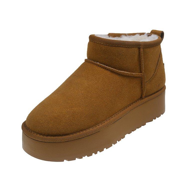 Zhou Dongyu of the same style~ Ziyanjia wool integrated warm thick-soled snow boots women's 2024 winter new short cotton shoes