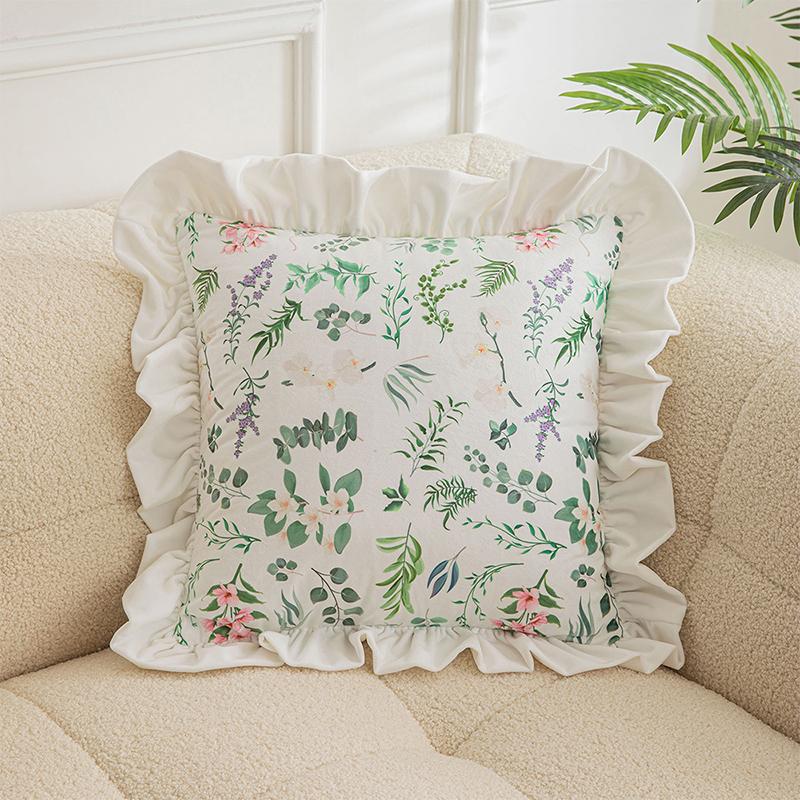

Pastoral Style Ruffles Velvet Throw Pillow Case Skin-friendly Cushion Cover Home Sofa Bedside Decor Pillow Cove Couch Ornaments 30x50cm