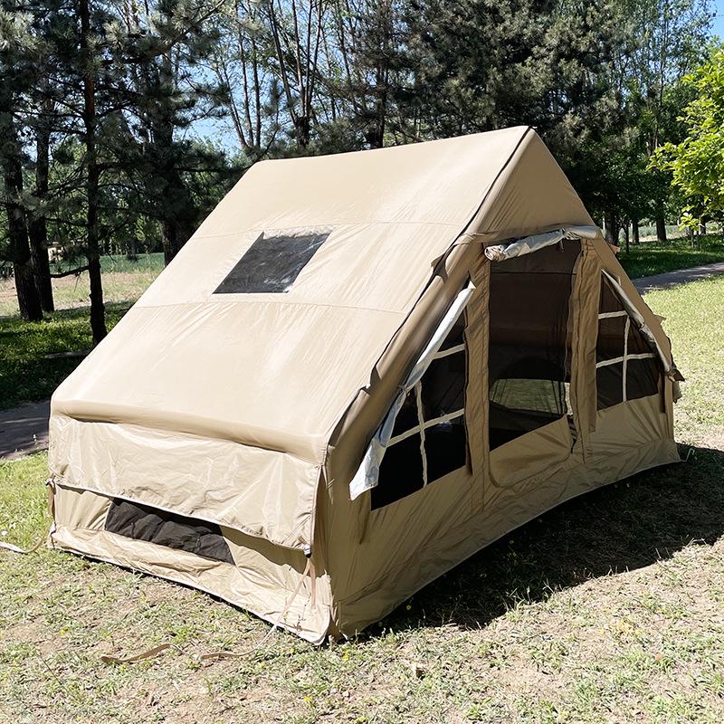 Inflatable Outdoor Camping Tent with Double Doors, Sun Protection, Canopy, and Ample Space for 3-5 People