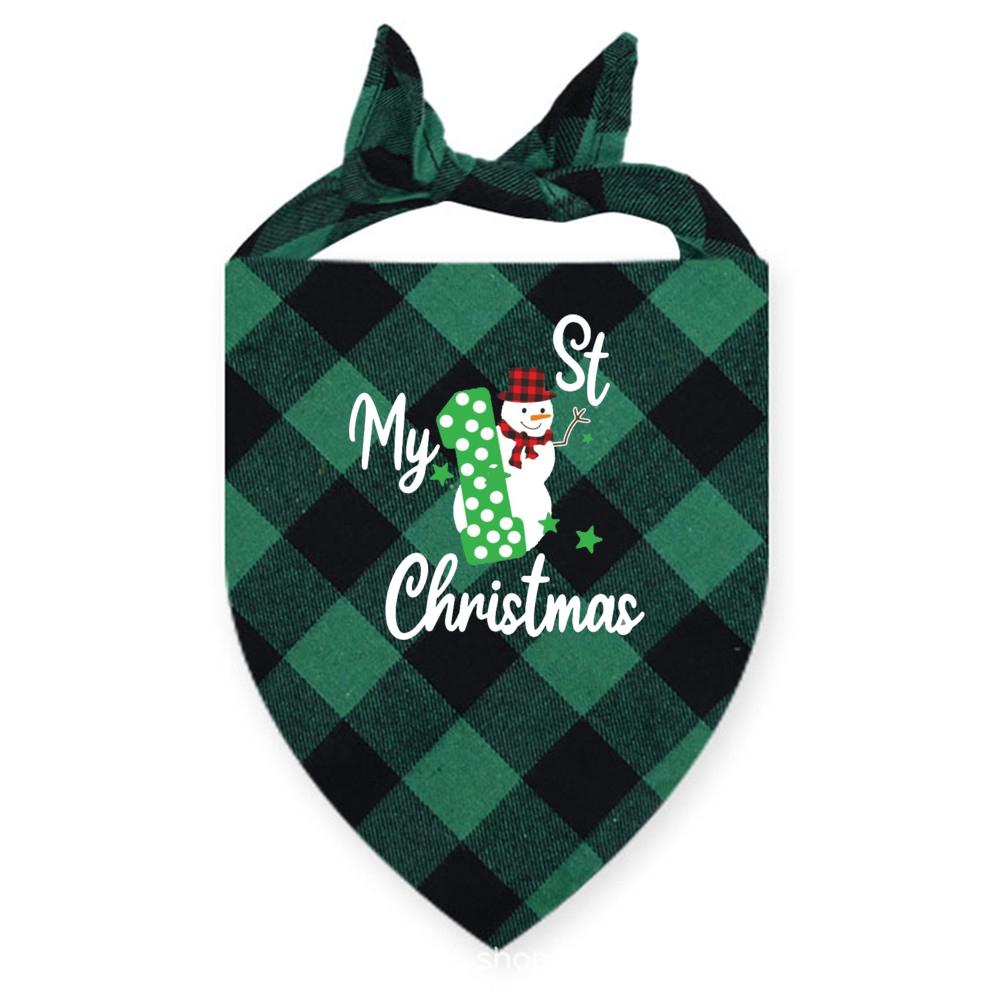 My First Christmas Print Dog Bandanas Large Pet Scarf Pet Bandana for Dog Plaid Bow Ties Collar Cats Dogs Xmas Scarf Accessories
