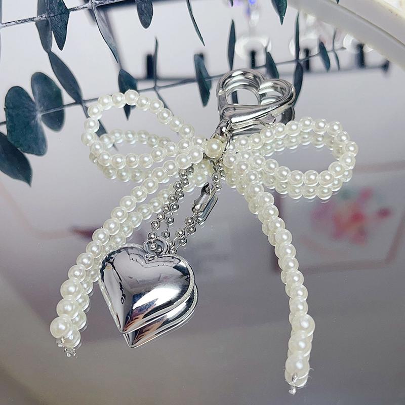 1Pc Camera Bag Key Chain Jewelry Gift Decoration Korean Cute Bow Pearl Phone Pendant Chain Charm Strap Phone Accessories