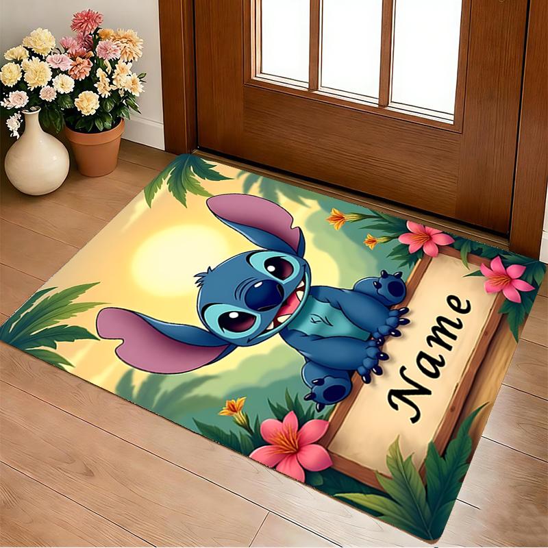 Custom Name Luna's Stitch Living Room Non-Slip Area Rug Soft Carpet for Bedroom Kids Playroom Sofa Office Home Decor Doormat