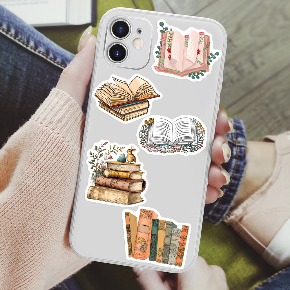 Watercolor Book with Flower Aesthetic Stickers DIY Gift Decal for Notebook Laptop Phone Scrapbook Decorative Bottles Waterproof