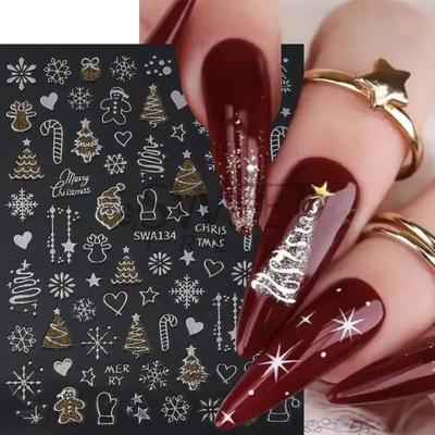 Snowflakes Reflective Glitter Nail Stickers 3D Design Sparkle Christmas Nail Decals Reflective Glitter Stickers Christmas Season