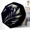 1pc Feather Artwork Automatic Open/close Folding Umbrella, Compact Portable Travel Umbrella, Perfect Birthday/Christmas, Cute Umbrella, Dura