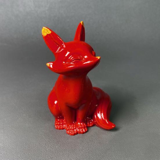 Cinnabar Fox Ornament Red Fox Figurine Miniature Fox Statue Sculpture Car Dashboard Home Office Feng Shui Decoration
