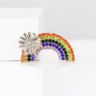 Creative Exquisite Alloy Rhinestone Rainbow Brooch Cute Versatile Women'S Cardigan Shirt Corsage Jewelry Pin