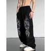 Pantalons Gothic Rayés Sombres Rétro Mode Jambe Droite Ample Convient pour l'Extérieur la Rue Casual