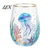 Functional Collectible Glass Cup Ocean-Themed Cup, Jellyfish/Dolphins/Sea Turtles/Octopus Hand-Painted, Thickened Drinking Decorative Ocean Style Gift