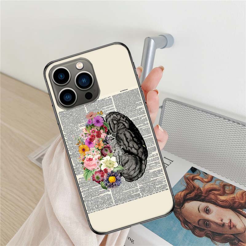 Medical Human Organs Brain Meridian Kidney Phone Case For Apple Iphone 16 15+ 17 Pro Max 14 Plus 16E Air 13 12 Mini Clear