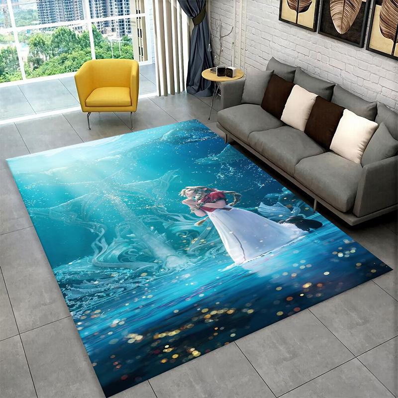 Cloud Tifa Final Fantasy Games Sephiroth Carpet Rug for Bedroom Living Room Sofa Playroom Doormat Home Decor,Area Rug Non-slip
